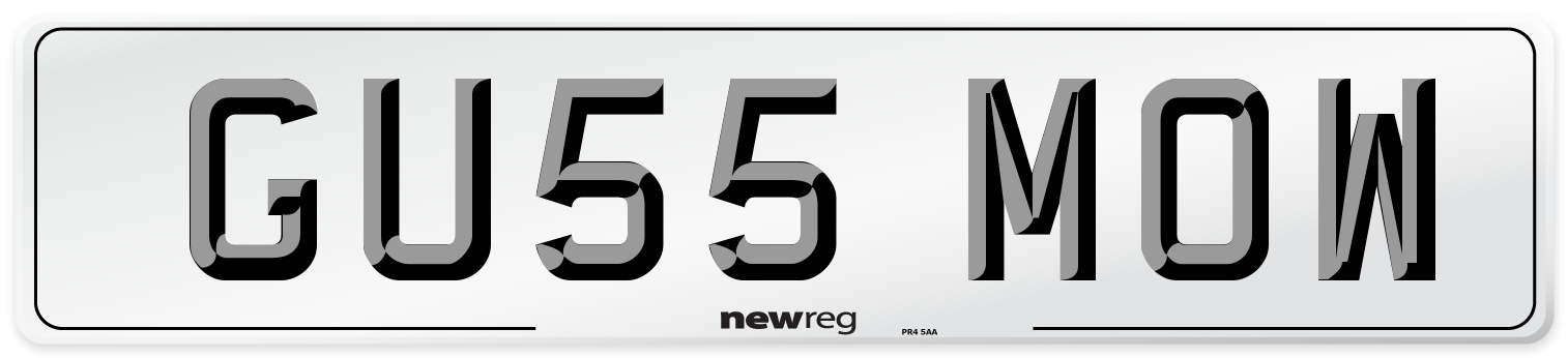 GU55 MOW Number Plate from New Reg